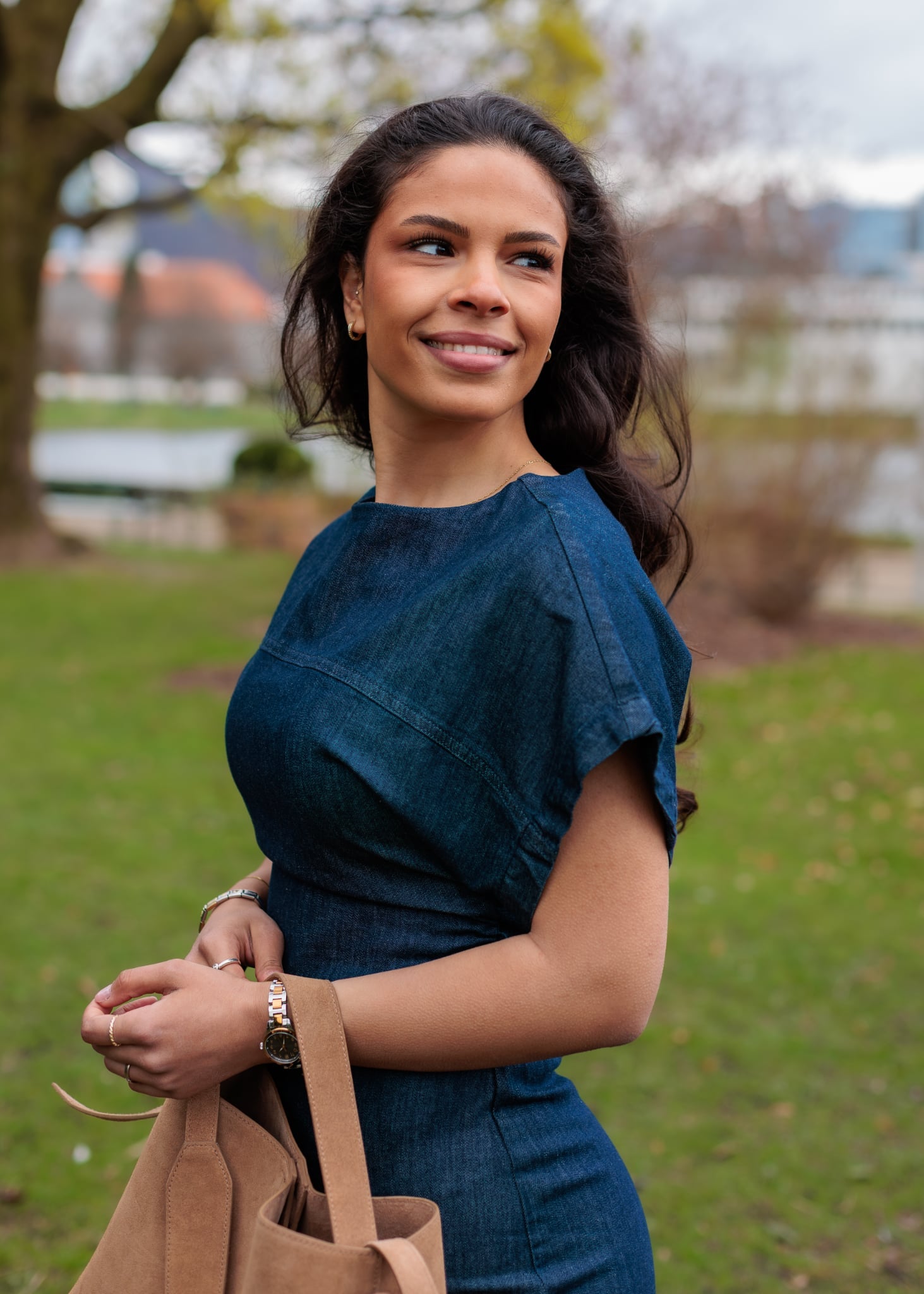 Asta Midi Kjole - Blå/ Dark Blue Denim